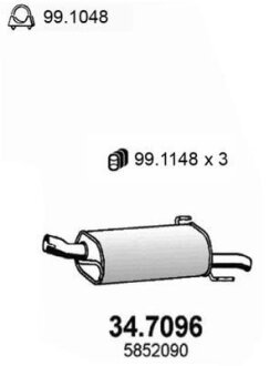 Глушитель, задняя часть ASSO 34.7096
