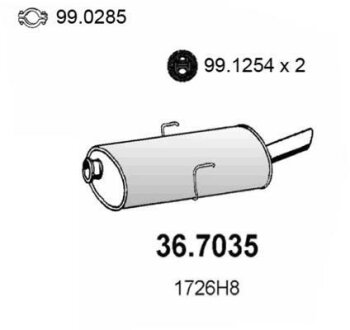 Глушитель, задняя часть ASSO 36.7035