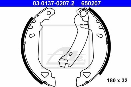 Колодки тормозные барабанные, комплект ATE 03.0137-0207.2