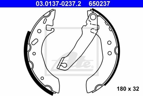 Колодки тормозные барабанные, комплект ATE 03.0137-0237.2