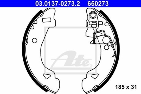 Колодки тормозные барабанные, комплект ATE 03.0137-0273.2