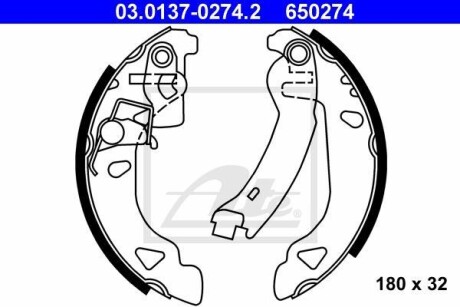 Колодки тормозные барабанные, комплект ATE 03.0137-0274.2