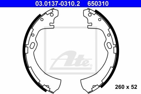 Колодки тормозные барабанные, комплект ATE 03.0137-0310.2