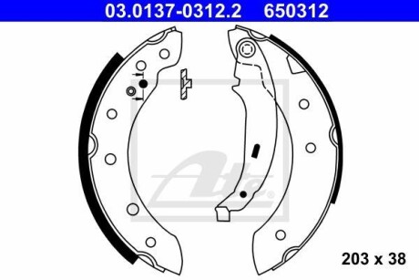 Колодки тормозные барабанные, комплект ATE 03.0137-0312.2