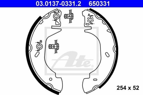 Колодки тормозные барабанные, комплект ATE 03.0137-0331.2