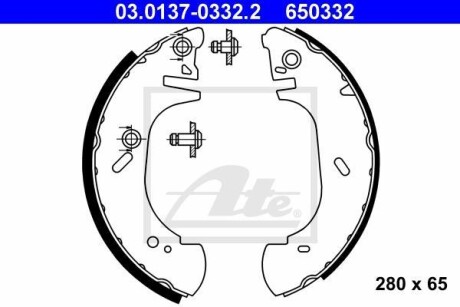 Колодки тормозные барабанные, комплект ATE 03.0137-0332.2