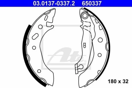 Колодки тормозные барабанные, комплект ATE 03.0137-0337.2