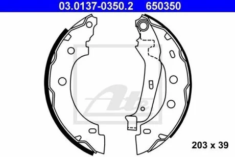 Колодки тормозные барабанные, комплект ATE 03.0137-0350.2
