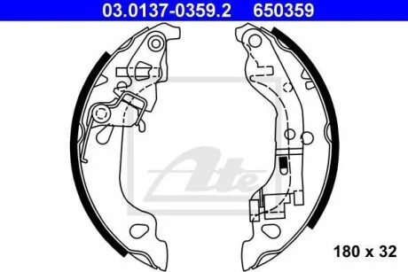 Колодки тормозные барабанные, комплект ATE 03.0137-0359.2