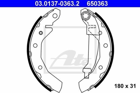 Колодки тормозные барабанные, комплект ATE 03.0137-0363.2