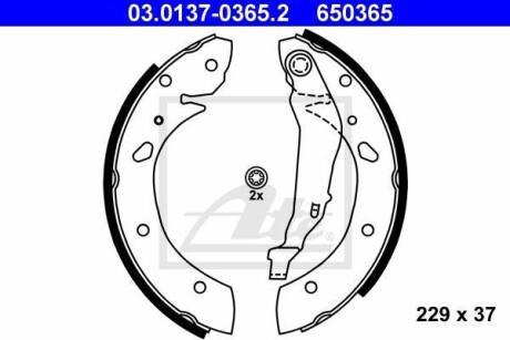 Колодки тормозные барабанные, комплект ATE 03.0137-0365.2