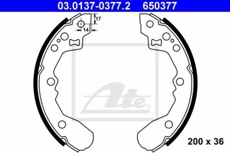 Колодки тормозные барабанные, комплект ATE 03.0137-0377.2