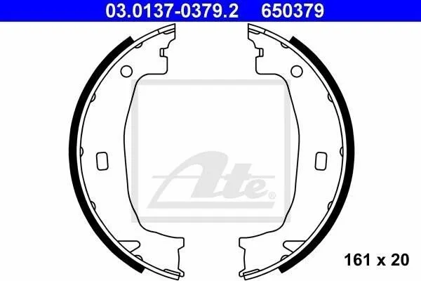 Колодки ручника BMW 1 (E81/E82)/3 (E46/E90) 98-13 (161x20) ATE 03.0137-0379.2 (фото 1)