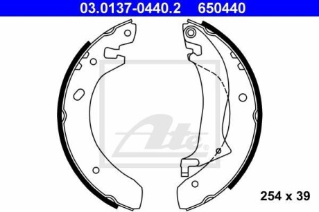 Колодки тормозные барабанные, комплект ATE 03.0137-0440.2