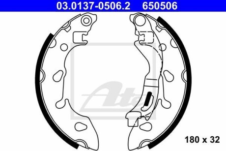 Колодки тормозные барабанные, комплект ATE 03.0137-0506.2