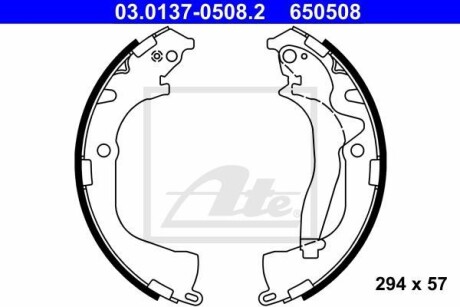 Колодки тормозные барабанные, комплект ATE 03.0137-0508.2