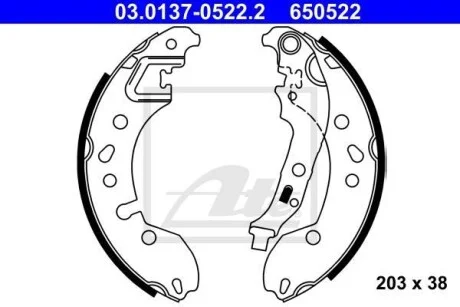 Колодки тормозные барабанные, комплект ATE 03.0137-0522.2