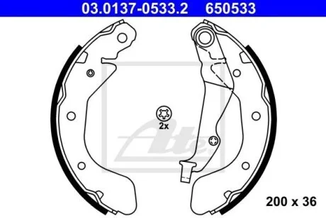 Колодки тормозные барабанные, комплект ATE 03.0137-0533.2