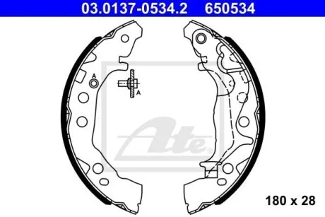 Колодки тормозные барабанные, комплект ATE 03.0137-0534.2