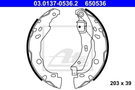 Колодки тормозные барабанные, комплект ATE 03.0137-0536.2