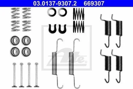 Монтажний набір гальмівної колодки CITROEN C-CROSSER, C-CROSSER ENTERPRISE, C4 AIRCROSS JEEP COMPASS, PATRIOT LANCIA FLAVIA MITSUBISHI ASX, GALANT IX, GRANDIS, LANCER VII 1.3-3.6 06.00- ATE 03.0137-9307.2