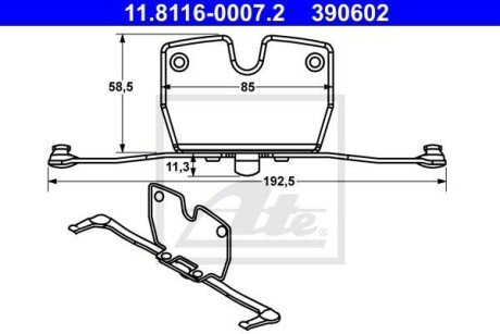 Планка супорта (переднього) прижимна (к-кт) BMW 5 (F10/F11)/7 (F01/F02/F03/F04) 08-16 ATE 11.8116-0007.2