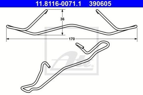 Планка супорта (переднього) прижимна (к-кт) VW Caddy III 1.2-2.0TDI 04-15 (Teves) ATE 11.8116-0071.1