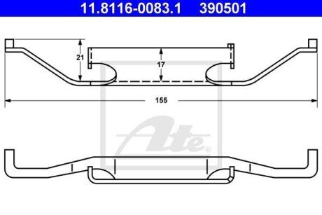 Планка супорта (переднього) прижимна (к-кт) BMW 3 (E46)/5 /7 (E32) -05/X3 (E83) 03-12 (-Teves) ATE 11.8116-0083.1