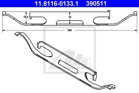 Планка супорта (переднього) прижимна (к-кт) MB E-class (W210/W211) 96-08/GL-class (X164) 06-12 ATE 11.8116-0133.1