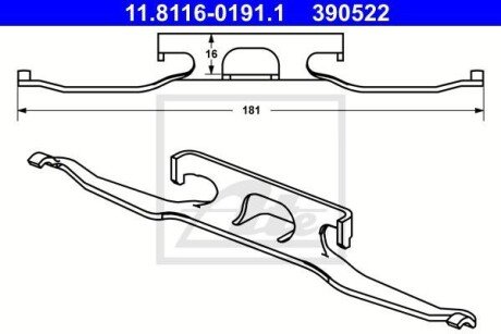 Монтажний компл.,гальм.колодки ATE 11.8116-0191.1