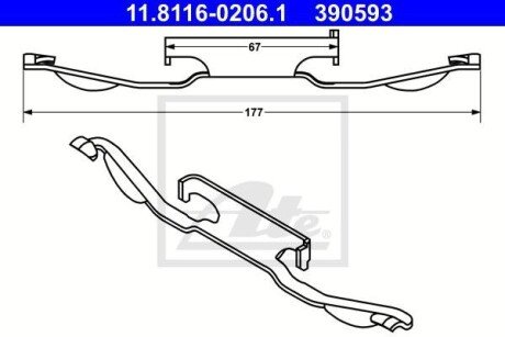 Планка супорта (переднього) прижимна Ford Mondeo/BMW 3 (E36)/Volvo XC70C 98- ATE 11.8116-0206.1