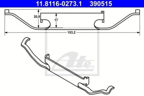 Планка супорта (переднього) прижимна (к-кт) BMW 3 (E46) 99-07/X3 (E83) 03-12 ATE 11.8116-0273.1