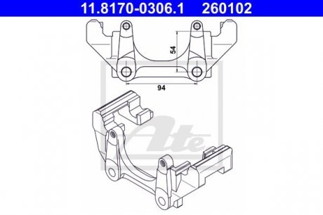 Скоба супорта (переднього) VW Golf 92-05 ATE 11.8170-0306.1