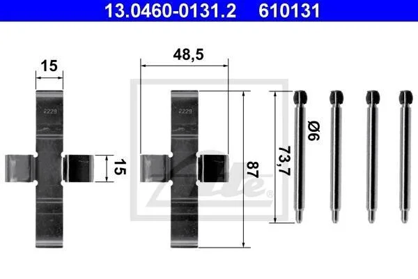 Комплект монтажный тормозных колодок ATE 13.0460-0131.2 (фото 1)