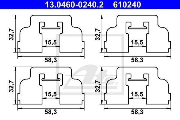 Комплект монтажный тормозных колодок ATE 13.0460-0240.2 (фото 1)