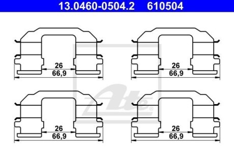 Комплект монтажный тормозных колодок ATE 13.0460-0504.2