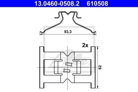 Планка супорта (заднього) прижимна (к-кт) Porsche Cayenne/VW Touareg 10- (Brembo) ATE 13.0460-0508.2