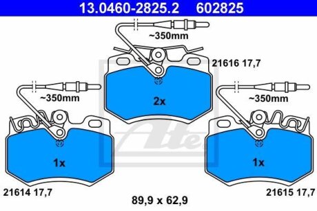 Тормозные колодки дисковые, комплект ATE 13.0460-2825.2