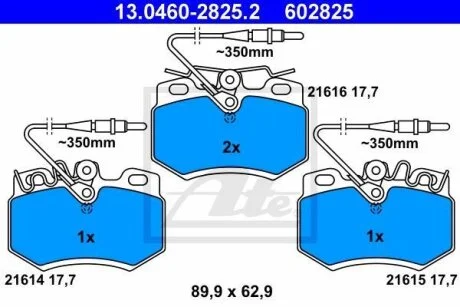 Тормозные колодки дисковые, комплект ATE 13.0460-2825.2