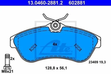 Тормозные колодки дисковые, комплект ATE 13.0460-2881.2