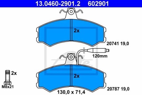 Тормозные колодки дисковые, комплект ATE 13.0460-2901.2