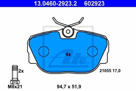 Тормозные колодки дисковые, комплект ATE 13.0460-2923.2