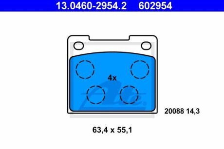 Тормозные колодки дисковые, комплект ATE 13.0460-2954.2