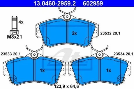 Тормозные колодки дисковые, комплект ATE 13.0460-2959.2