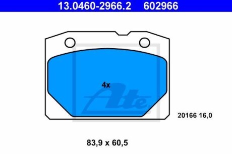 Тормозные колодки дисковые, комплект ATE 13.0460-2966.2