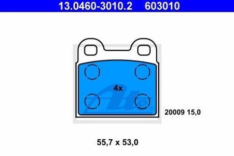 Тормозные колодки дисковые, комплект ATE 13.0460-3010.2