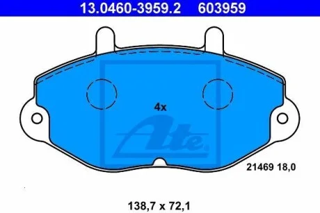 Тормозные колодки дисковые, комплект ATE 13.0460-3959.2