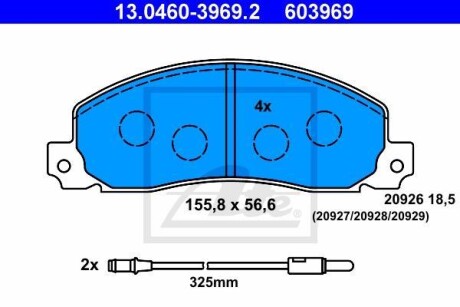 Тормозные колодки дисковые, комплект ATE 13.0460-3969.2