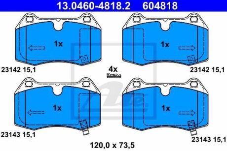 Тормозные колодки дисковые, комплект ATE 13.0460-4818.2