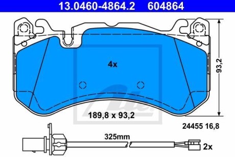 Тормозные колодки дисковые, комплект ATE 13.0460-4864.2